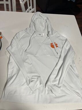 Clemson White Long-Sleeve Hooded Tee